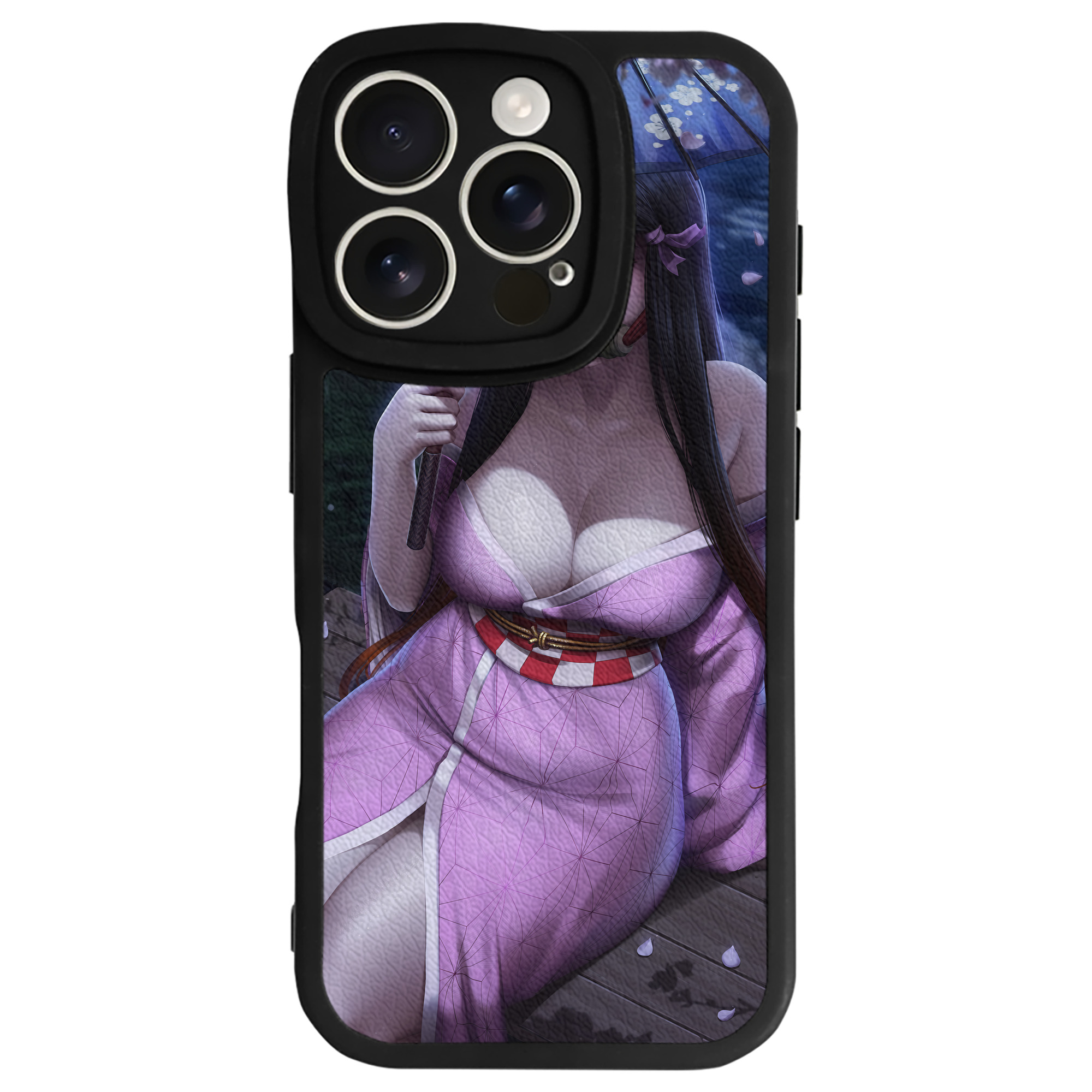 （画像用） 鬼滅の刃（きめつのやいば）竈門 禰󠄀豆子／かまど ねずこ Kamado Nezuko 【iPhone 16シリーズ対応】シリコンスマホケース（レザー調） 材質：シリコン